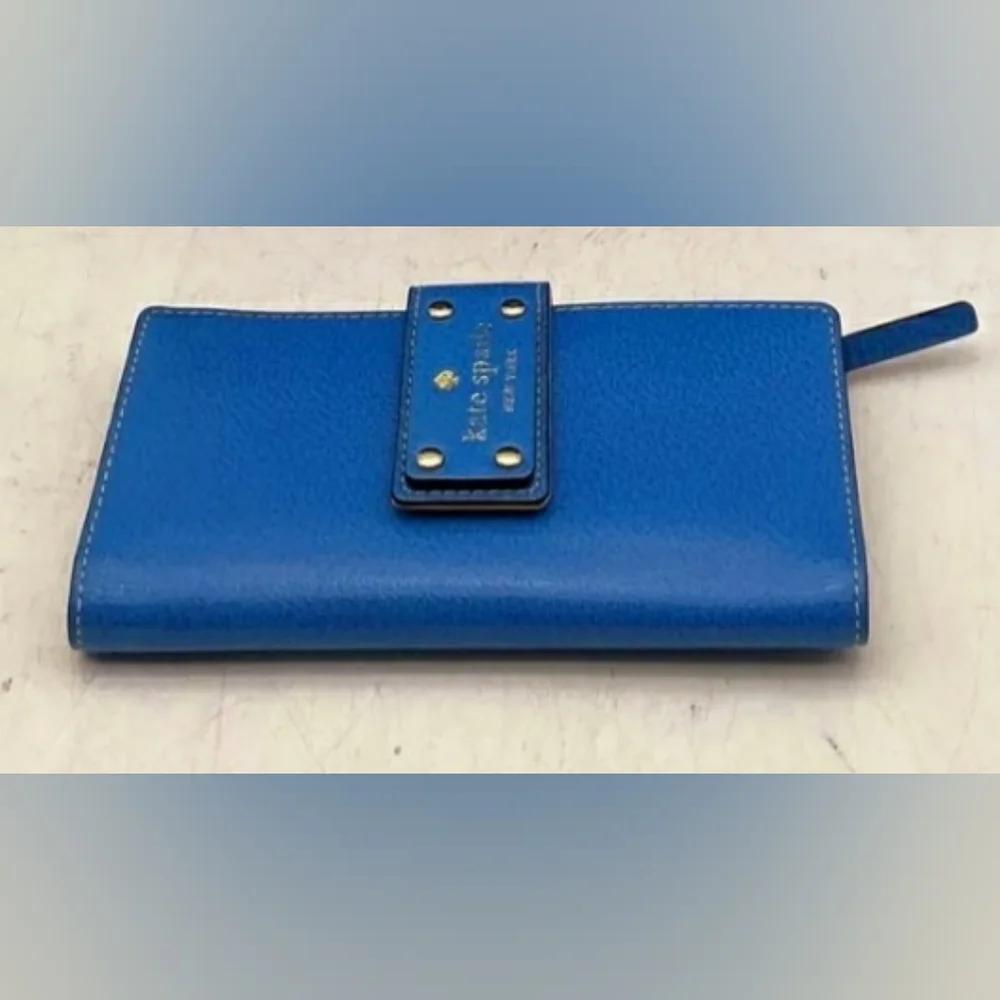 Kate Spade Wellesley Stacy Leather Blue Snap Wallet omega blue